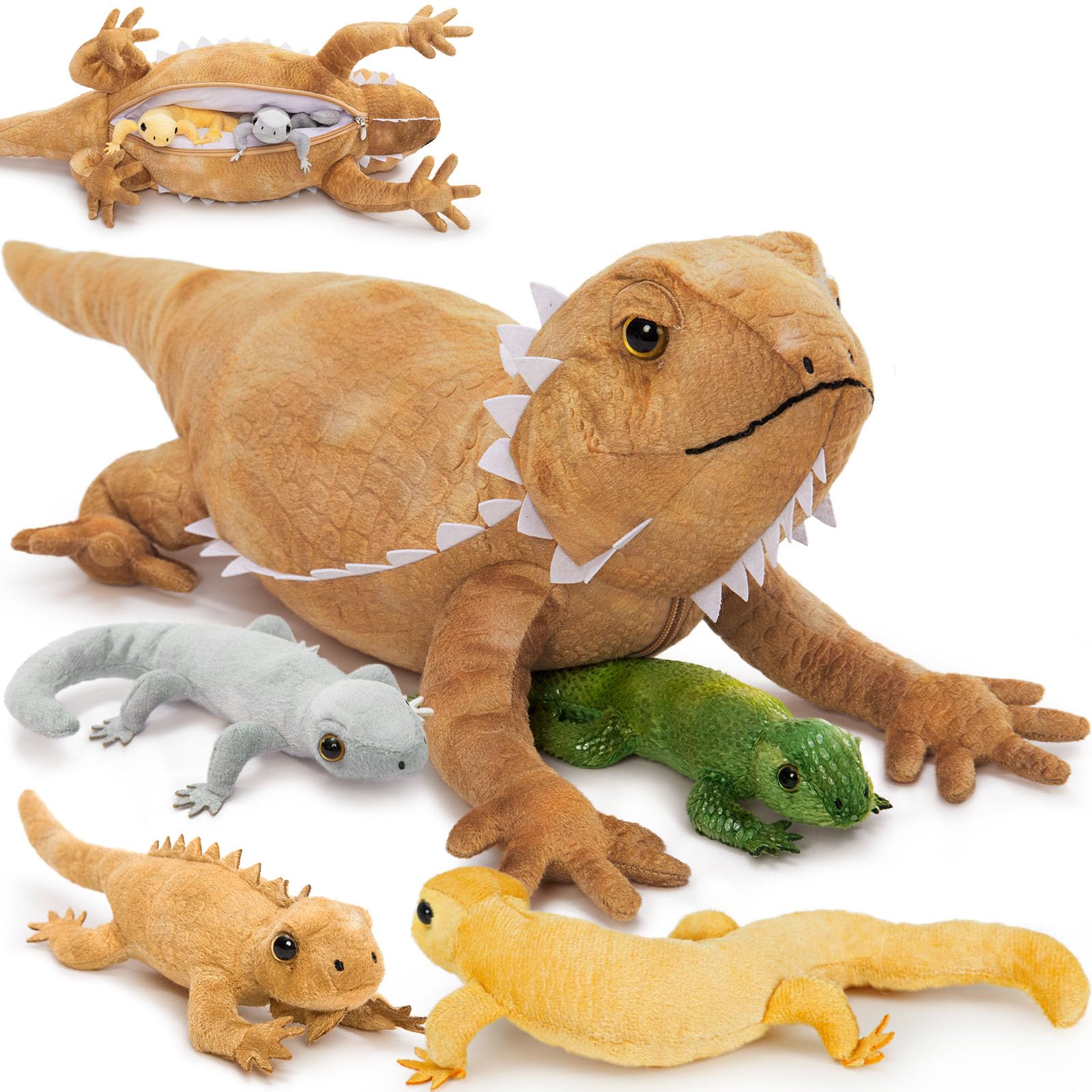 Tezituor lizard stuffed animal mommy with four babies for engaging family play