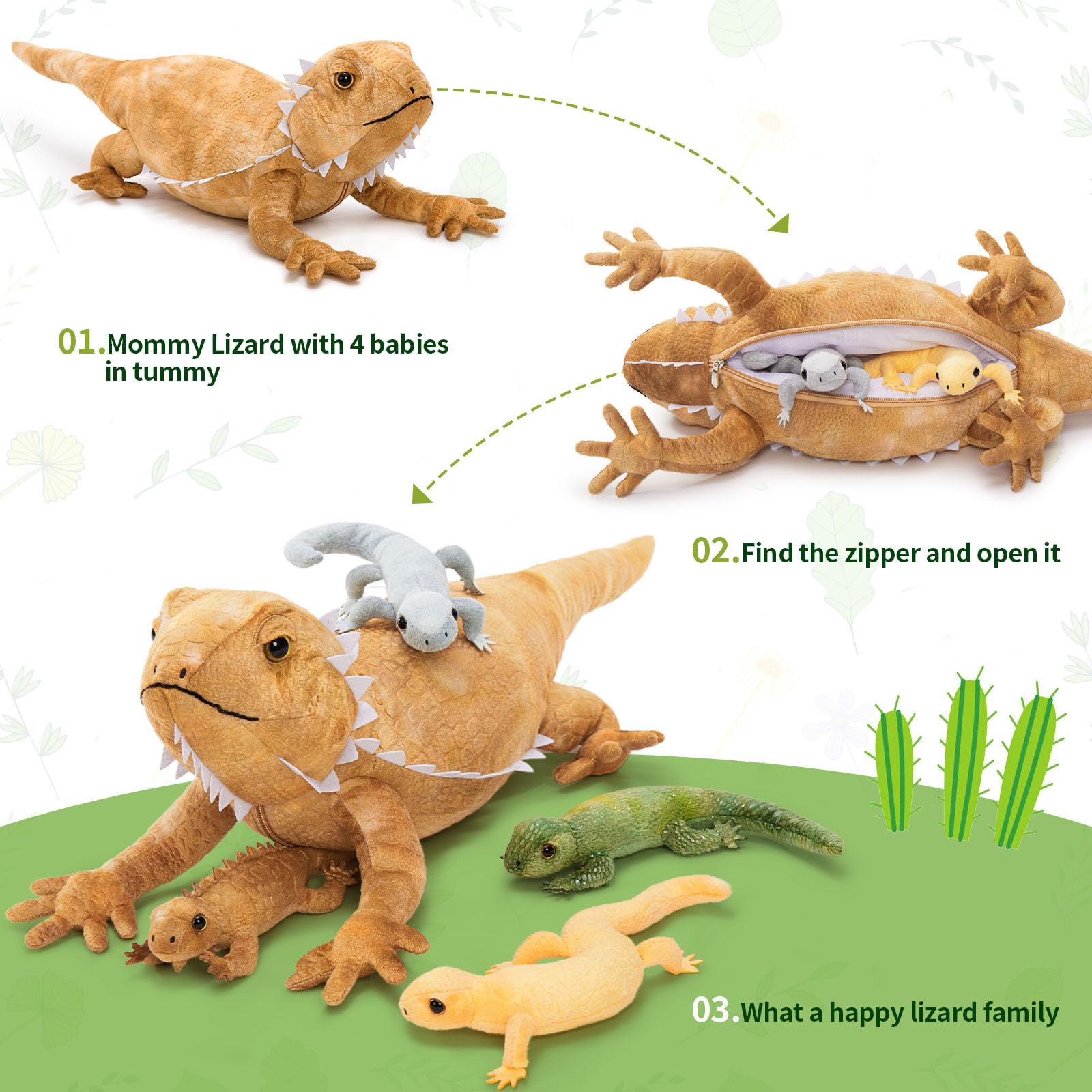 Tezituor lizard stuffed animal close-up shows realistic skin texture and lifelike eyes