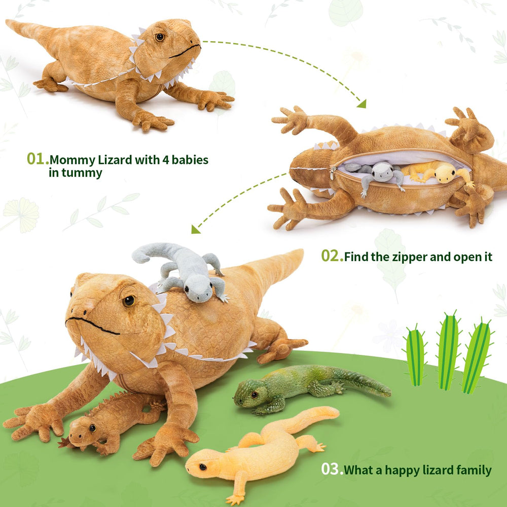 Tezituor lizard stuffed animal close-up shows realistic skin texture and lifelike eyes