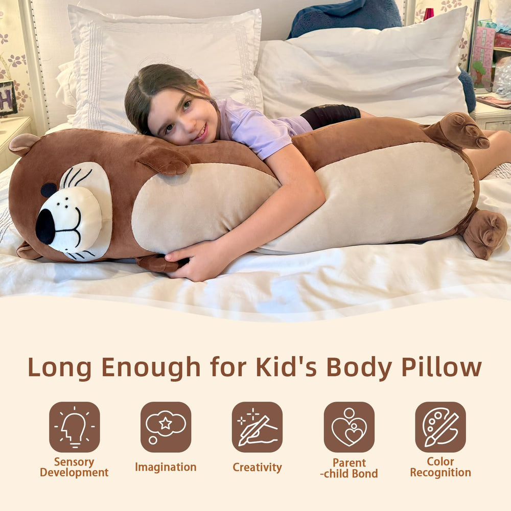 Tezituor Long Otter Pillow soft plush fabric close-up for comfort.