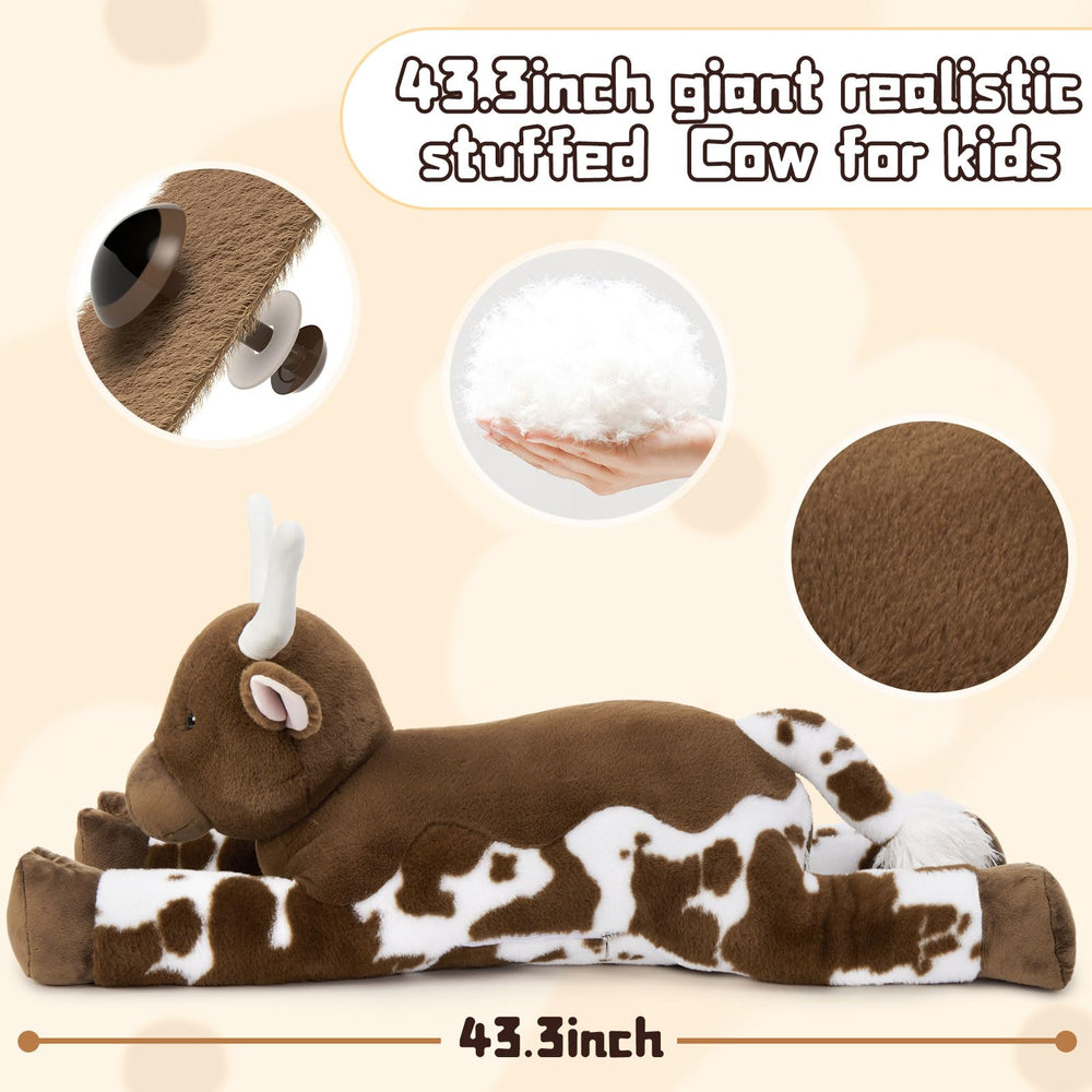 Tezituor longhorn cow plush in a bedroom decor setup.