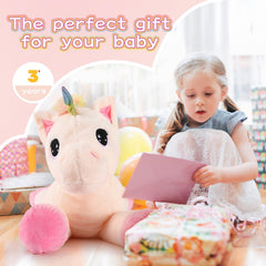 Tezituor off-white unicorn plush with soft fur for gentle everyday cuddles.