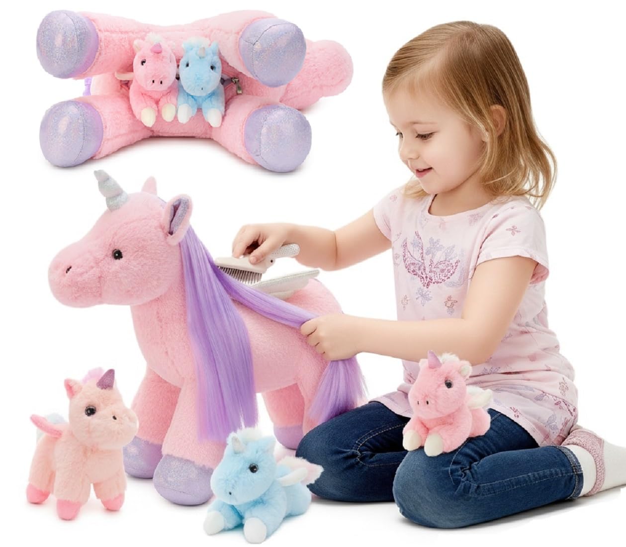 Tezituor unicorn hair play promotes fine motor skills during styling pretend.
