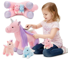 Tezituor unicorn hair play promotes fine motor skills during styling pretend.