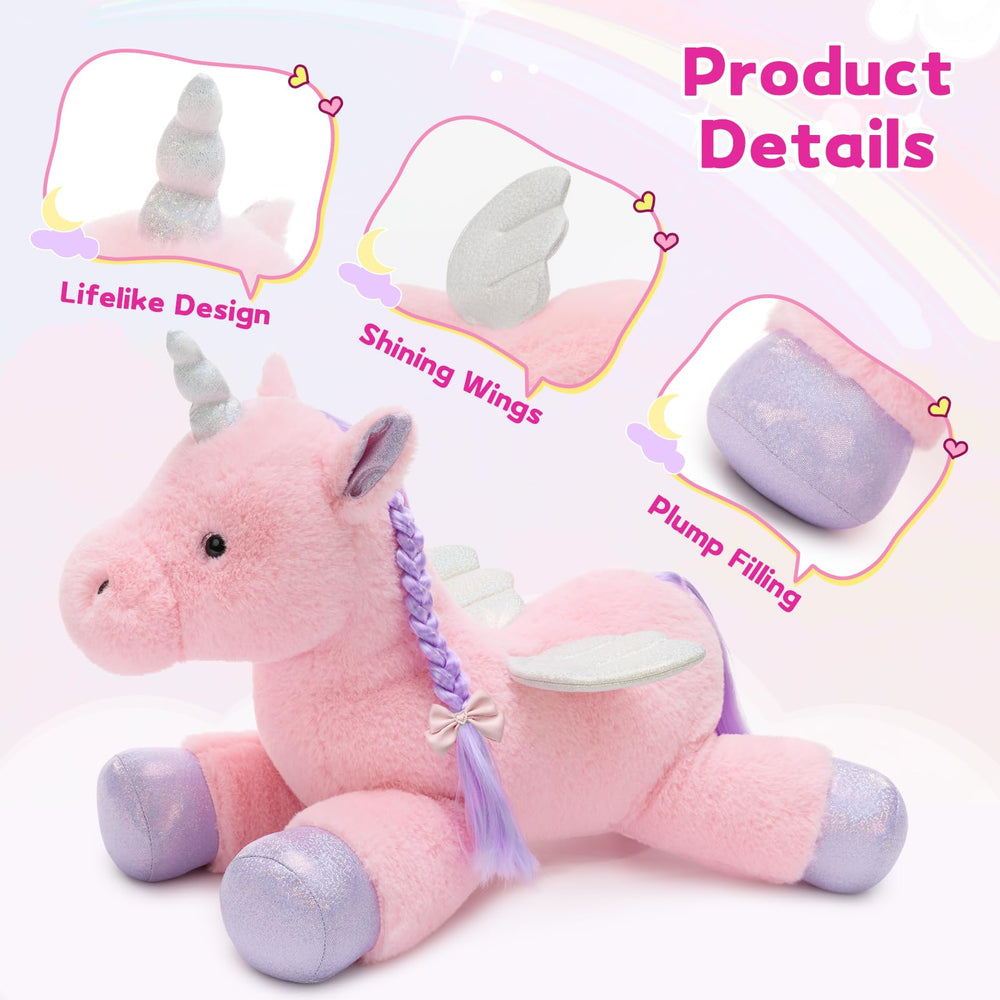 Tezituor pink unicorn three-babies toy promotes imaginative play and sharing.