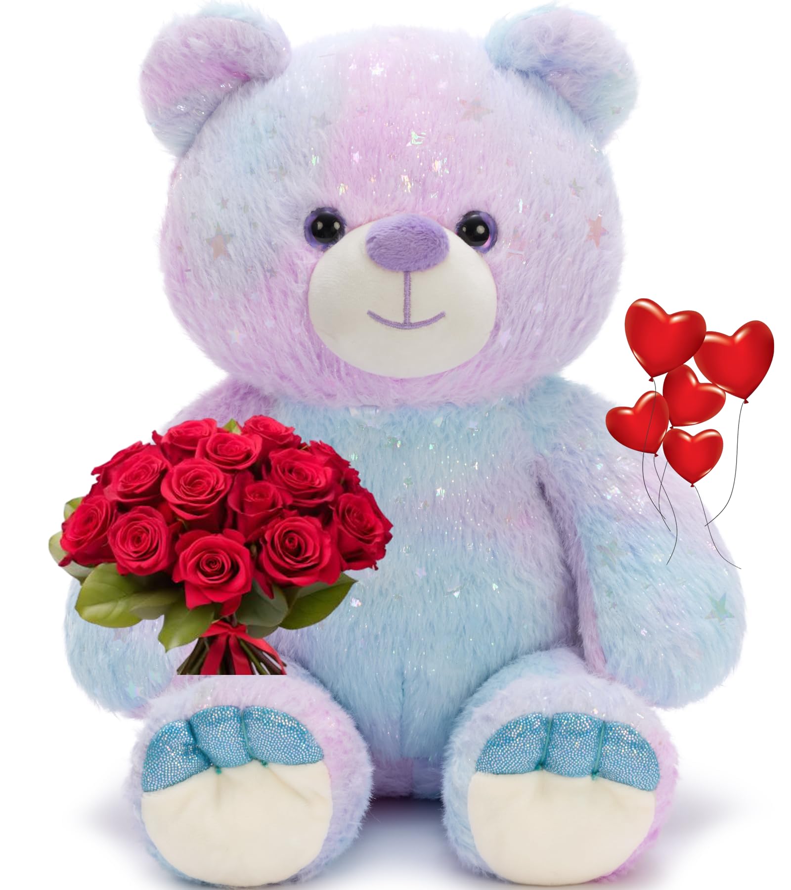Tezituor Rainbow Bear with glitter fur for cozy cuddles and vibrant decor