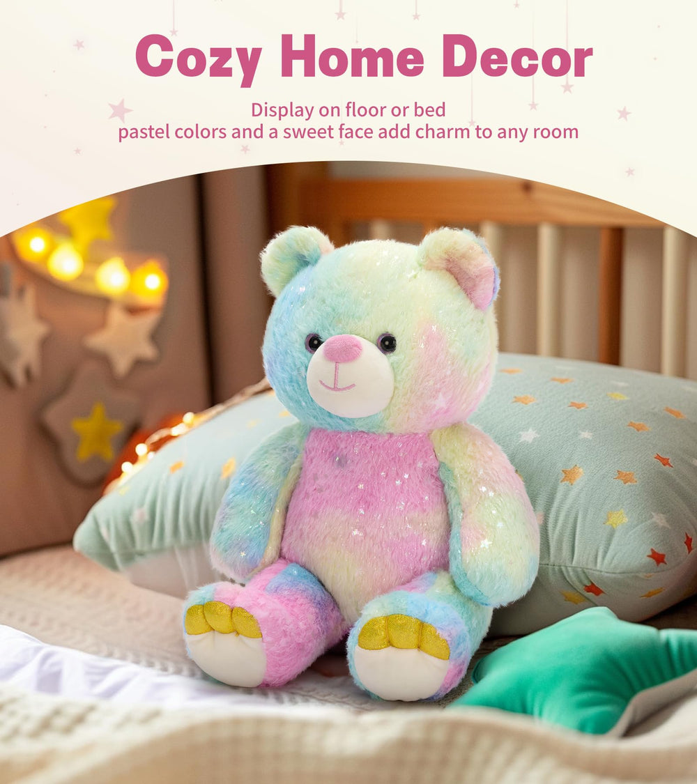 Tezituor rainbow bear glitter fur close up highlighting sparkly texture for photos