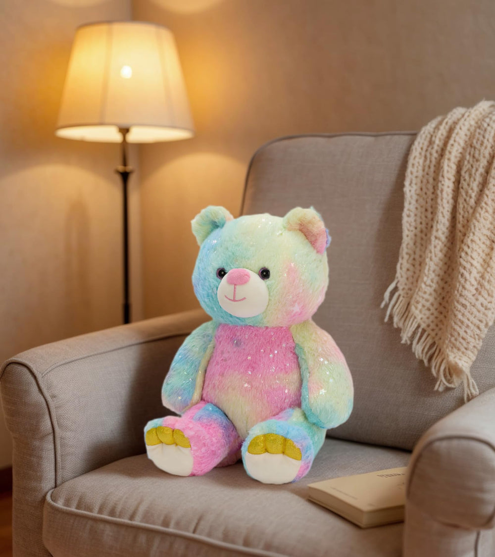 Tezituor rainbow teddy bear hand dyed variation showing unique color pattern