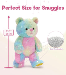 Tezituor rainbow teddy bear seated pose with pellets for stable display