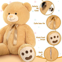 Tezituor teddy bear in bedroom decor; doubles as cuddly art piece.