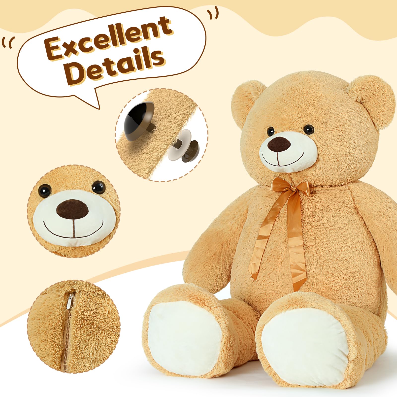 Tezituor ultra-soft polyester plush delivers lasting cuddles.