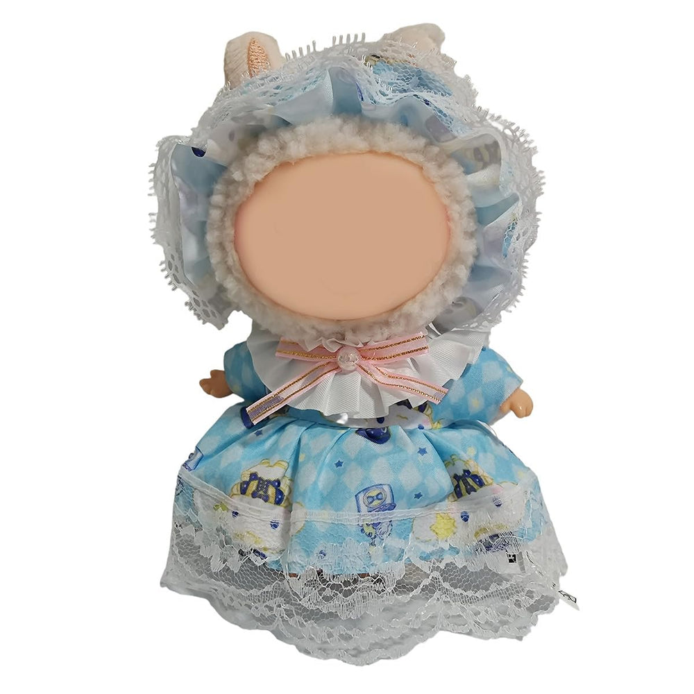 TFSUCCE 17cm doll outfit with blue head flower and dress, ideal for display and photos.