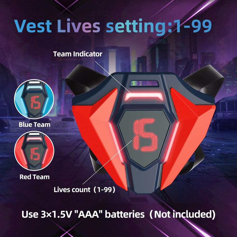 TG BLOCKS Laser Tag Set of 2 – LED Score Display Vests, Syncing Guns ...