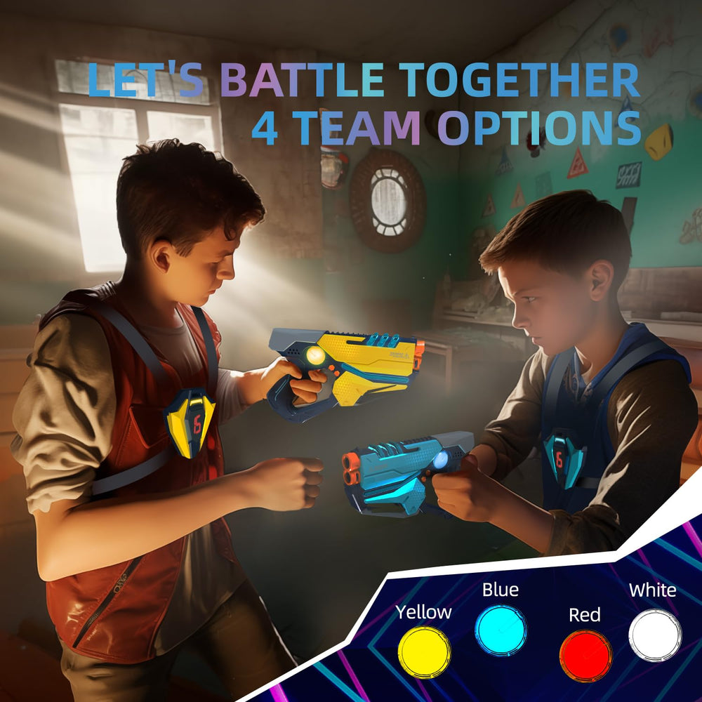 TG BLOCKS laser tag guns and vests syncing for real-time team play