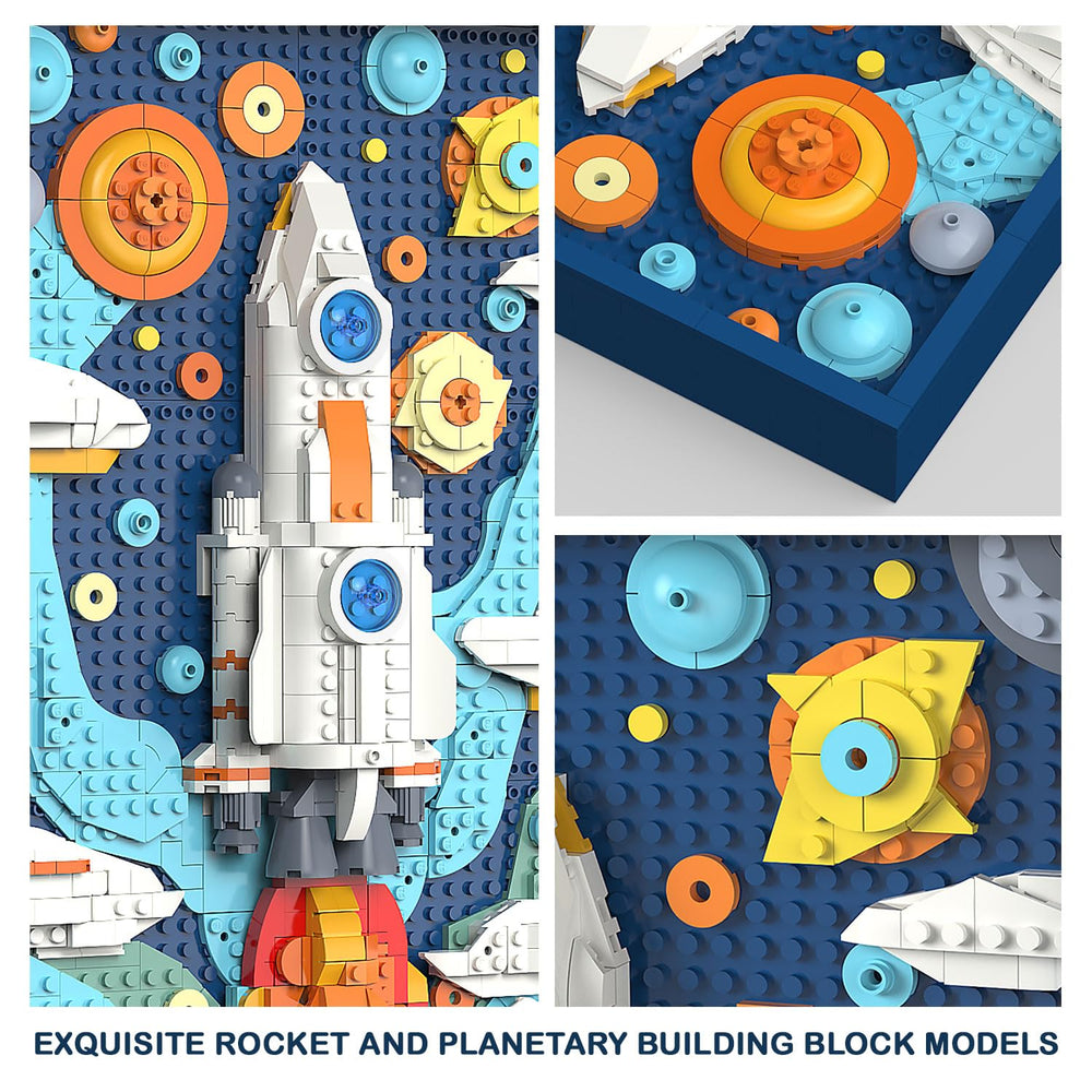 TG BLOCKS Micro Brick 3D wall art display enhances space-themed rooms