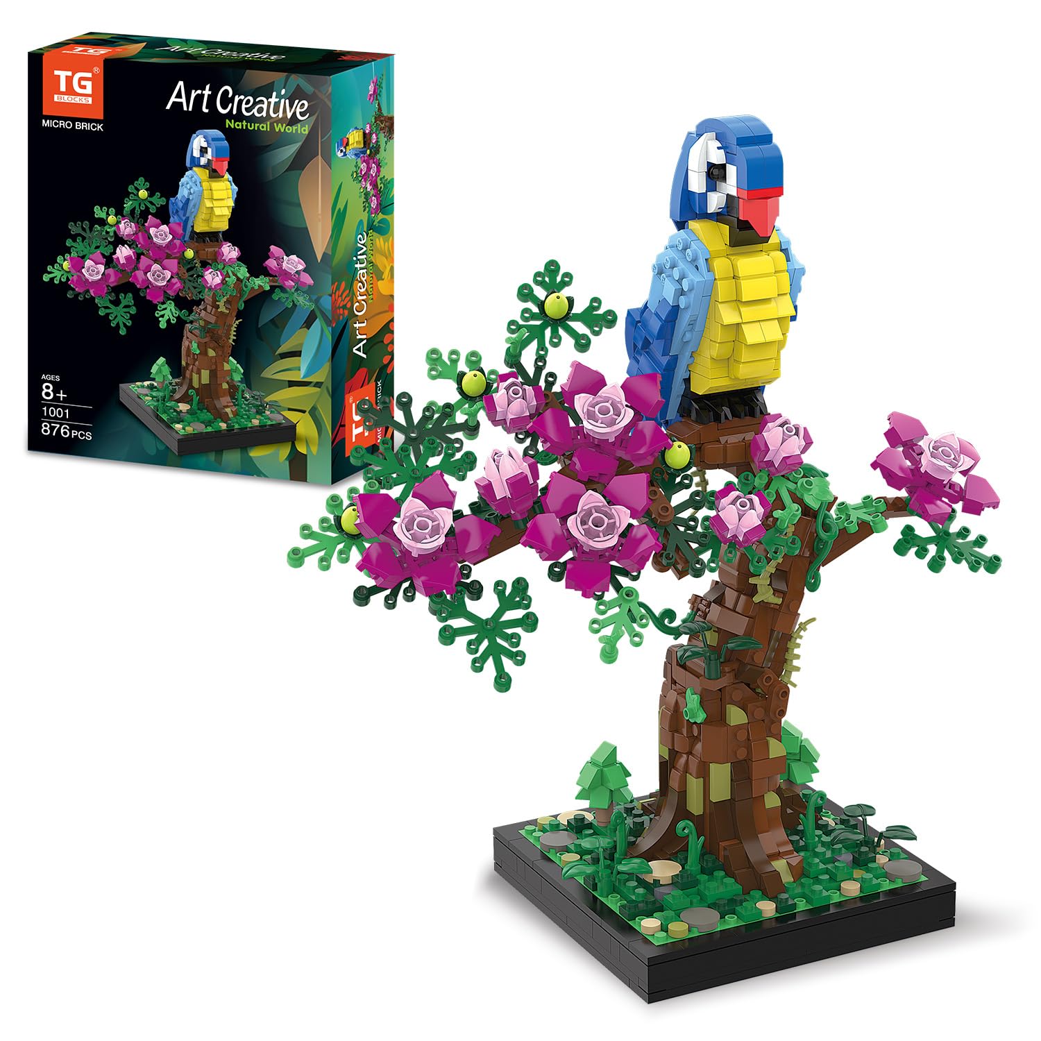 TG BLOCKS Micro Brick Flower Parrot Toy with vibrant colors for display and play