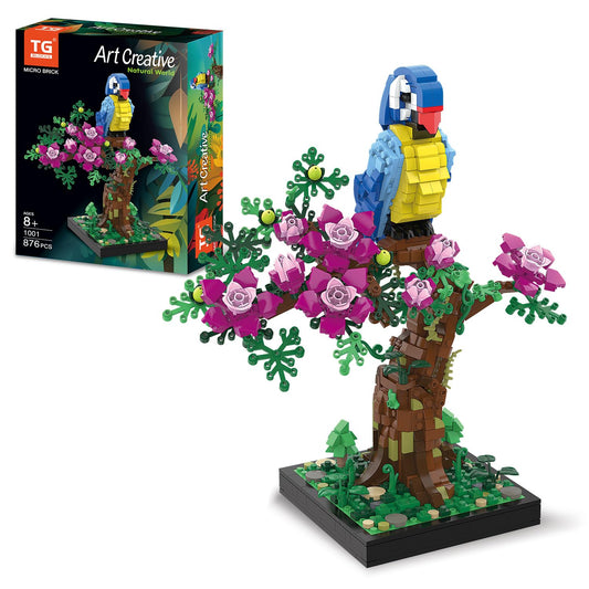 TG BLOCKS Micro Brick Flower Parrot Toy with vibrant colors for display and play