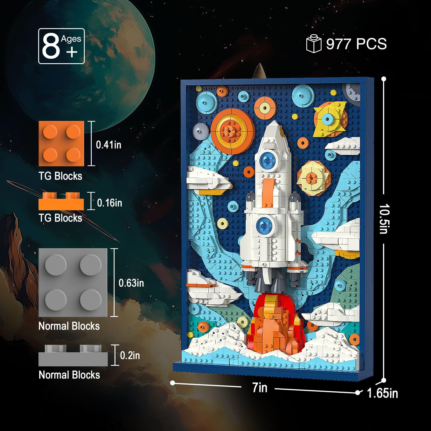 TG BLOCKS Micro Brick planets and stars scene for modern table décor