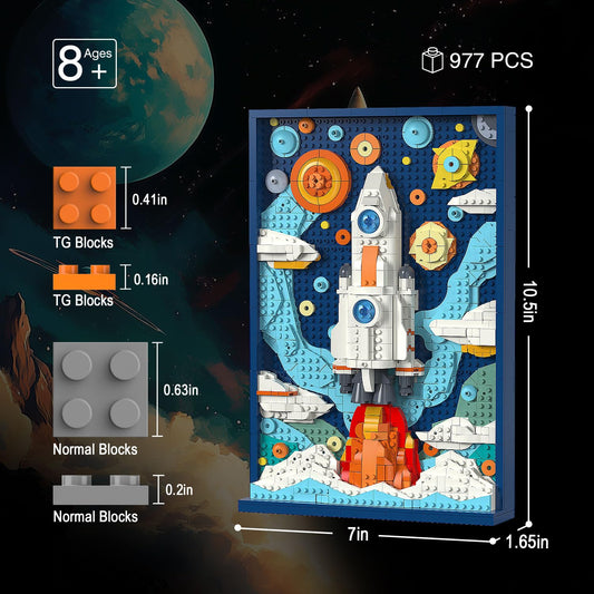 TG BLOCKS Micro Brick planets and stars scene for modern table décor