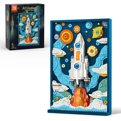 TG BLOCKS Micro Brick rocket launch scene for eye-catching wall display