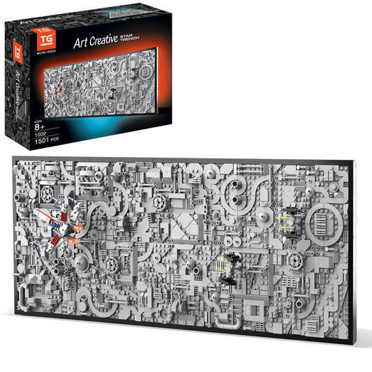 TG BLOCKS Star Trench 3D Wars Run wall art framed for striking home decor and conversation.