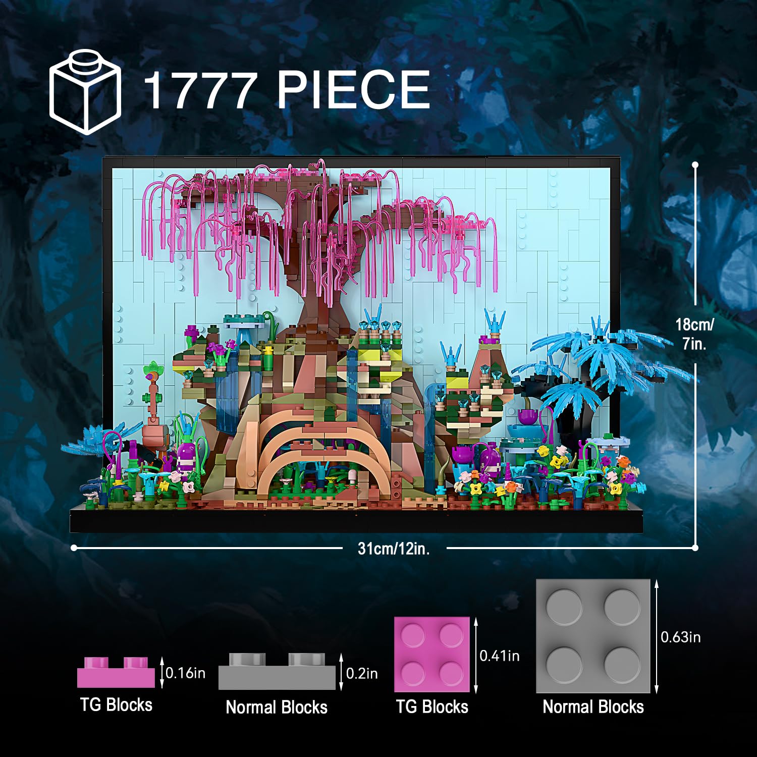 TG BLOCKS Tree of Life features cascading waterfalls for dramatic wall or shelf display.