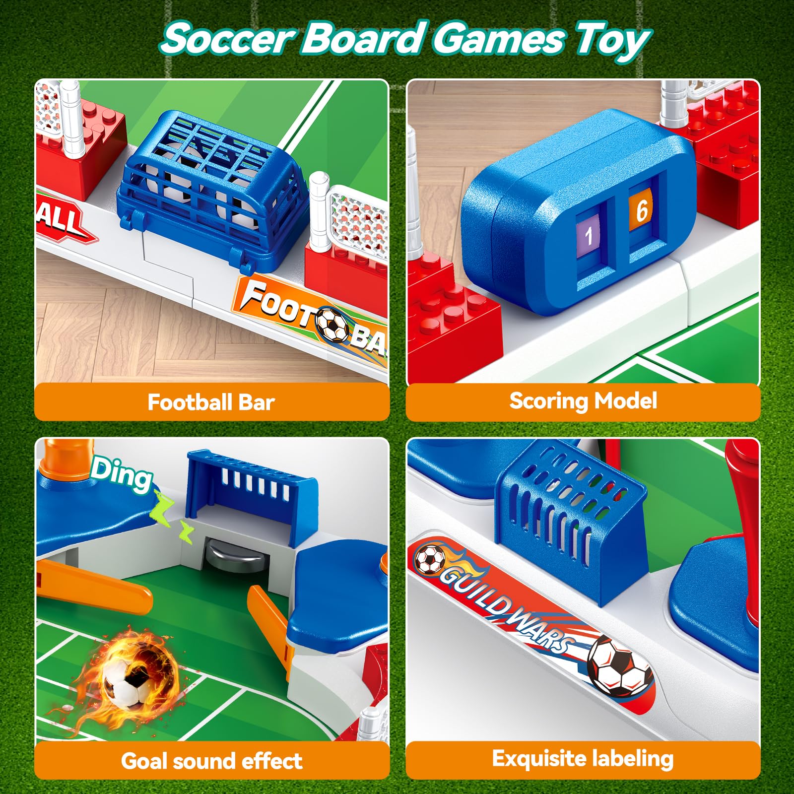 TGHIJKK foosball table includes two balls and score trackers for competitive rounds.