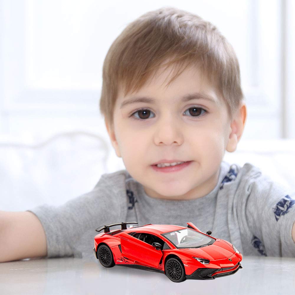 TGRCM-CZ red Lamborghini Aventador stands out on shelves and desks.