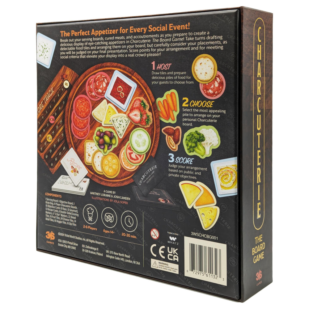 Th3rd World Studios Charcuterie Board Game suitable for ages 14+, with quick rounds and approachable rules.