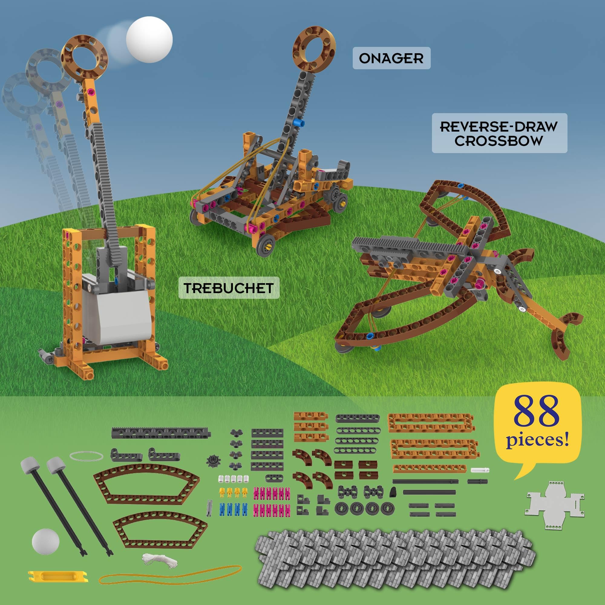 Onager model highlights energy transfer in a kid-friendly siege device.
