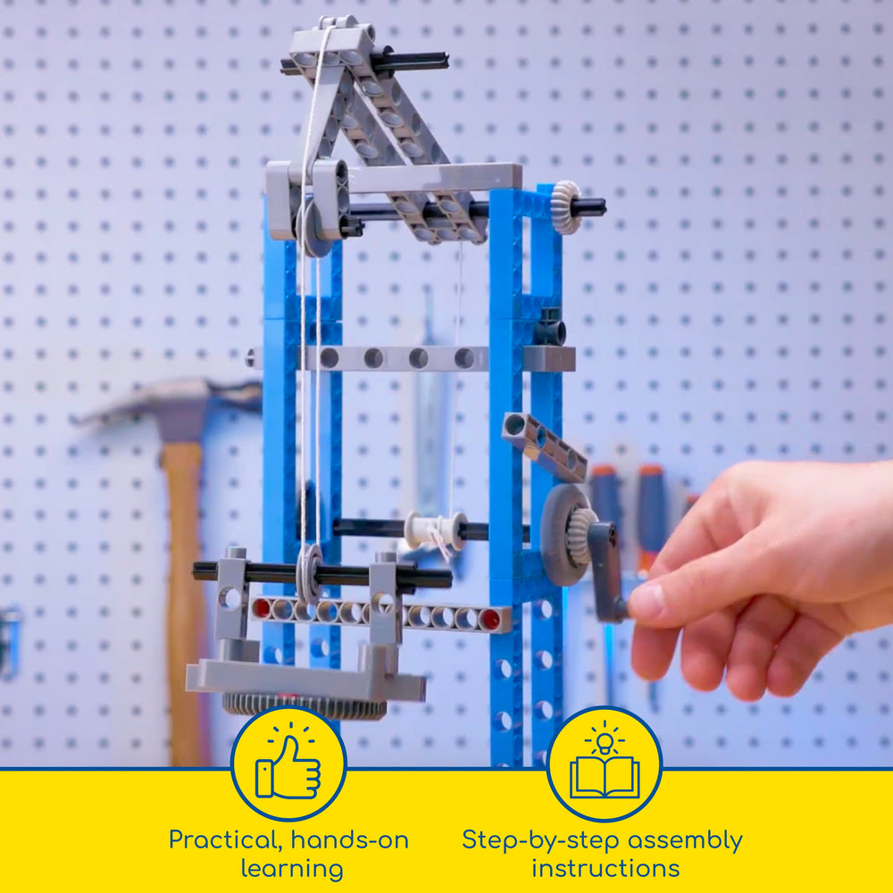 Thames & Kosmos durable construction system is compatible with other kits.