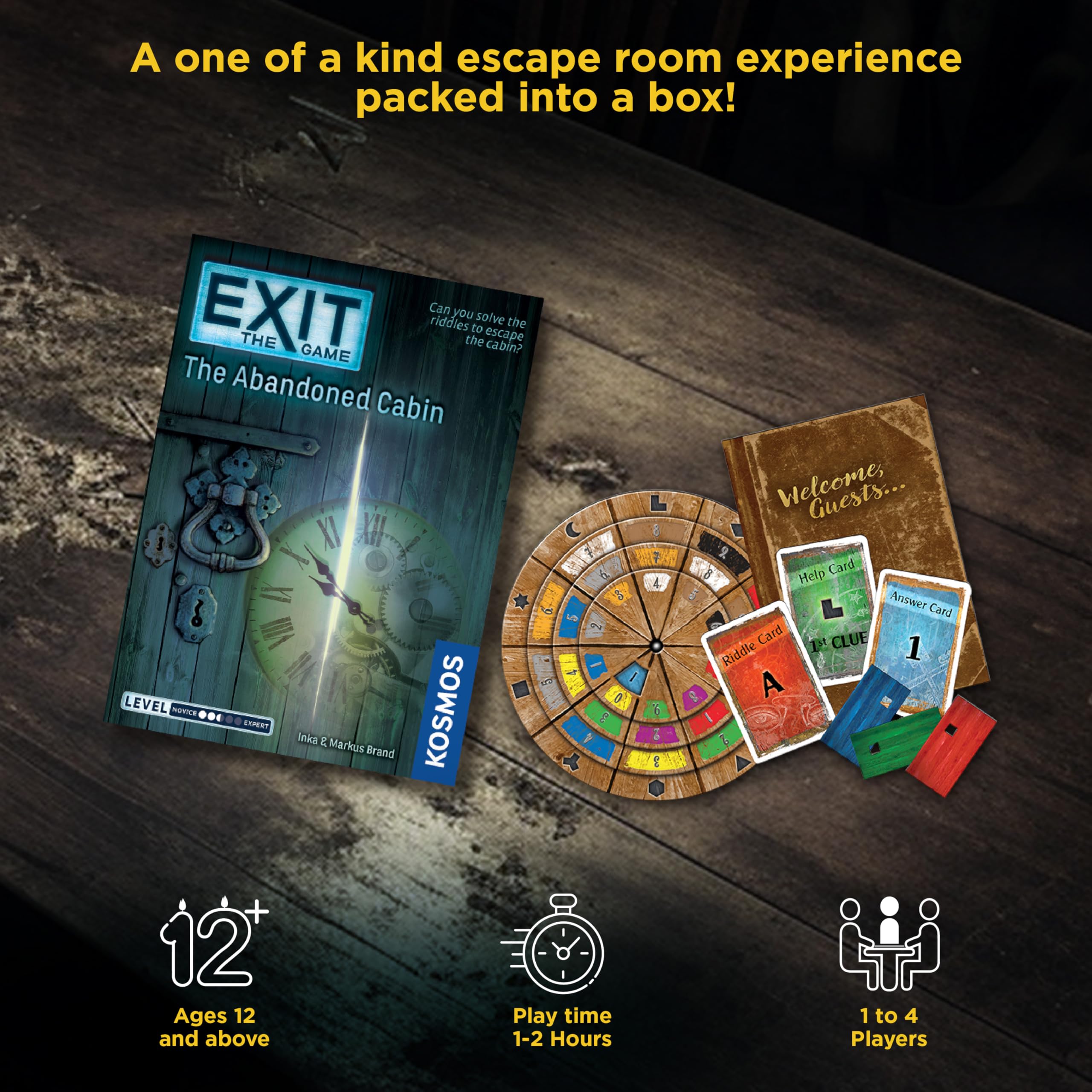 Exit: Abandoned Cabin card pack highlights challenging clues for groups.