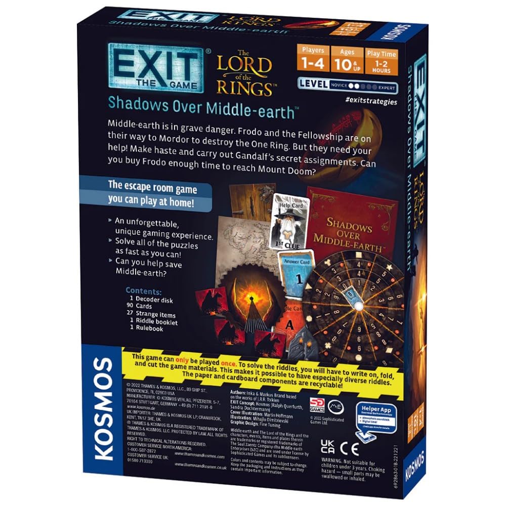 Thames & Kosmos EXIT The Game Lord of the Rings secret tasks prompt immersive collaboration.
