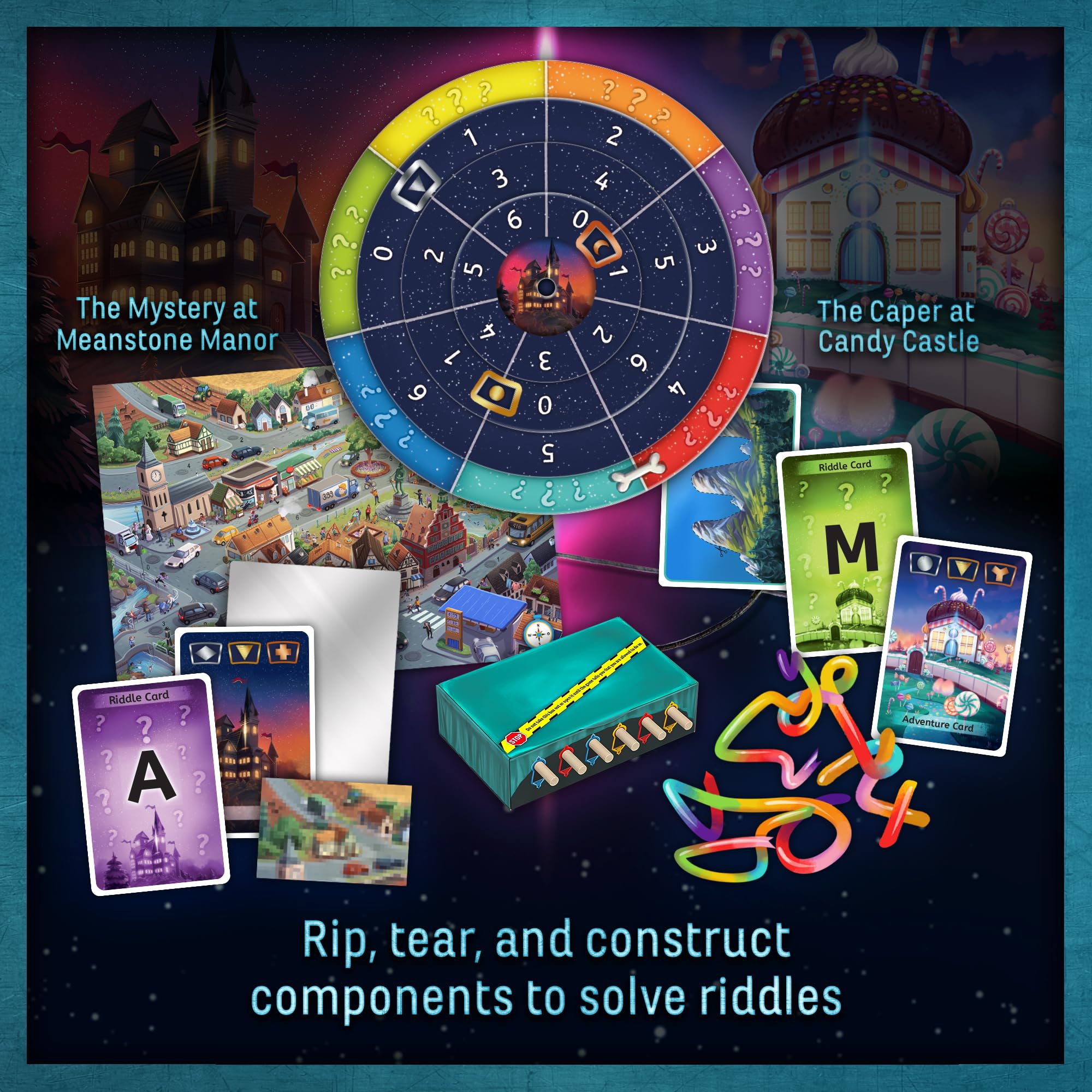 EXIT: The Game Meanstone Manor components invite tactile clue discovery and puzzle solving.