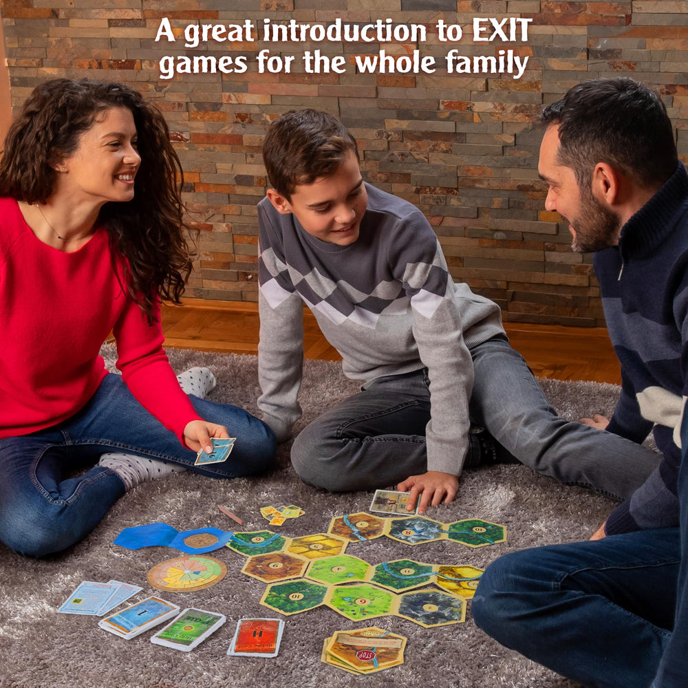 Instruction manual guiding 1-4 players through puzzles in Thames & Kosmos Exit: The Game Adventures on Catan