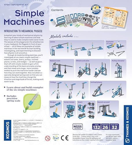 Thames & Kosmos gears model highlights gears and six classic machines in action.