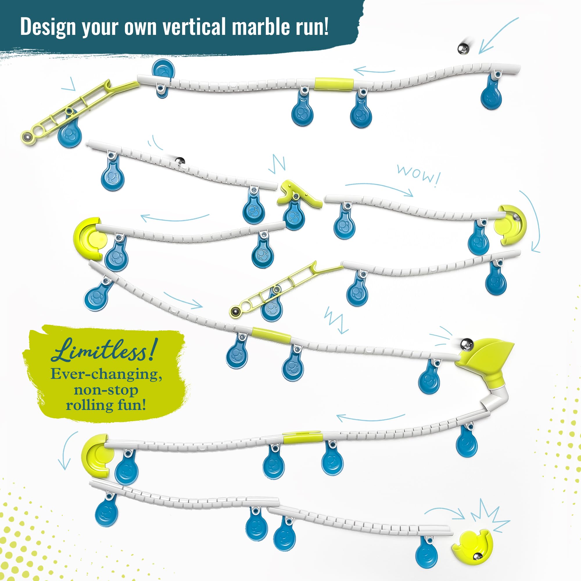 Gecko Run flexible tracks by Thames & Kosmos create dynamic loops with fewer components.