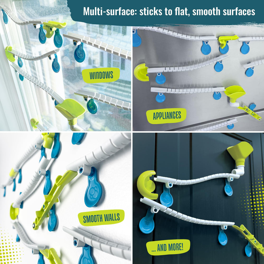 Flexible Gecko Run tracks form hills and turns on a smooth surface.