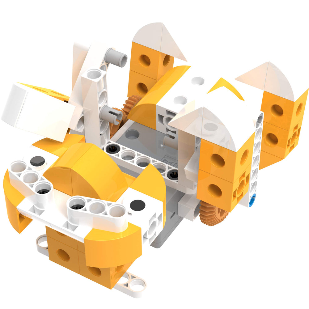 Thames & Kosmos Kids First Robot Pet Shop large cubic building pieces support little hands and creativity.