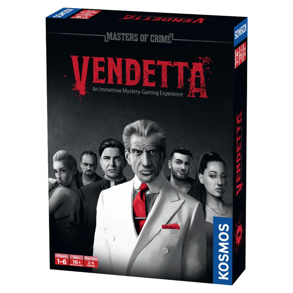 Thames & Kosmos Masters of Crime Vendetta cover art for immersive group mystery.