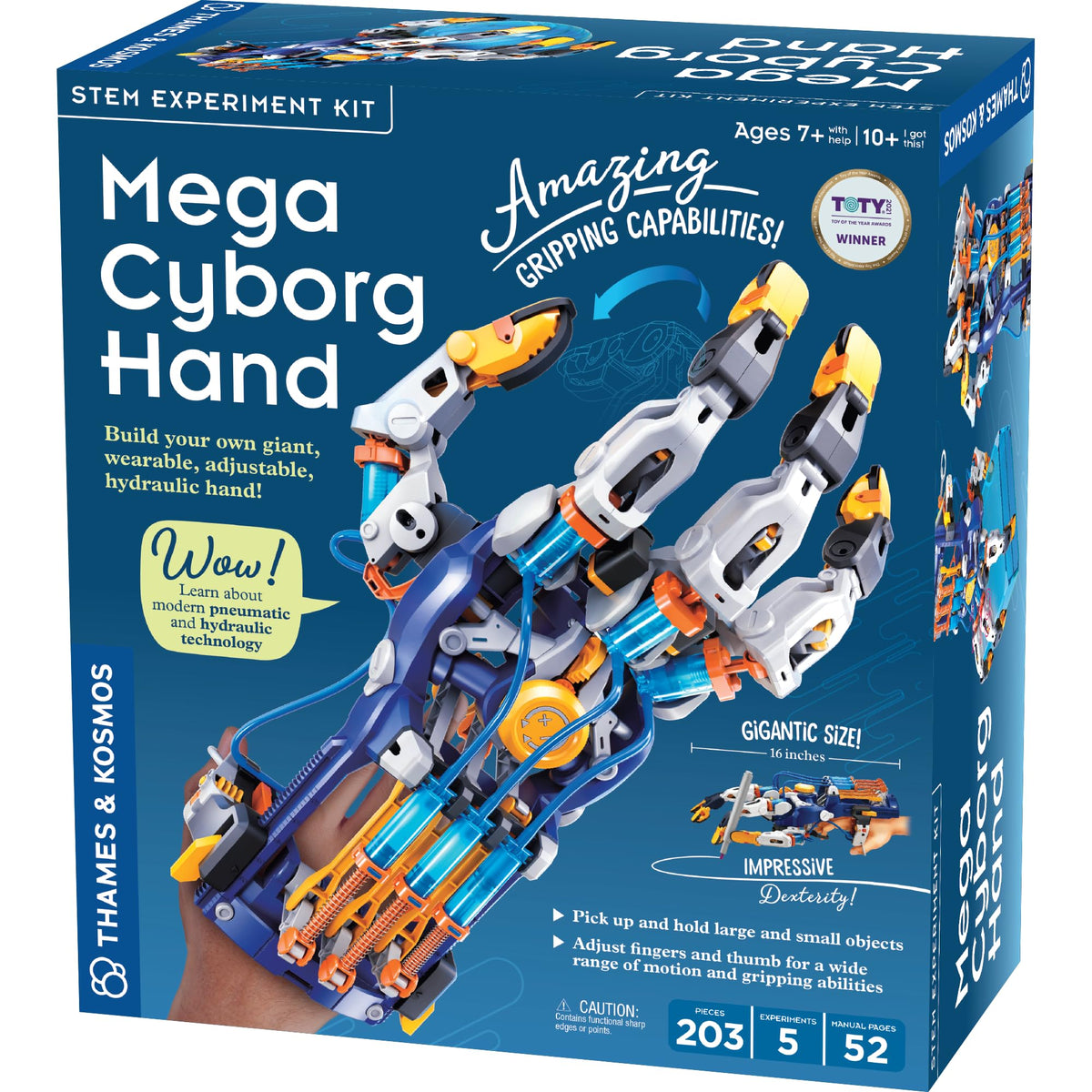 Thames and Kosmos Mega Cyborg Hand worn for hands-on hydraulic learning