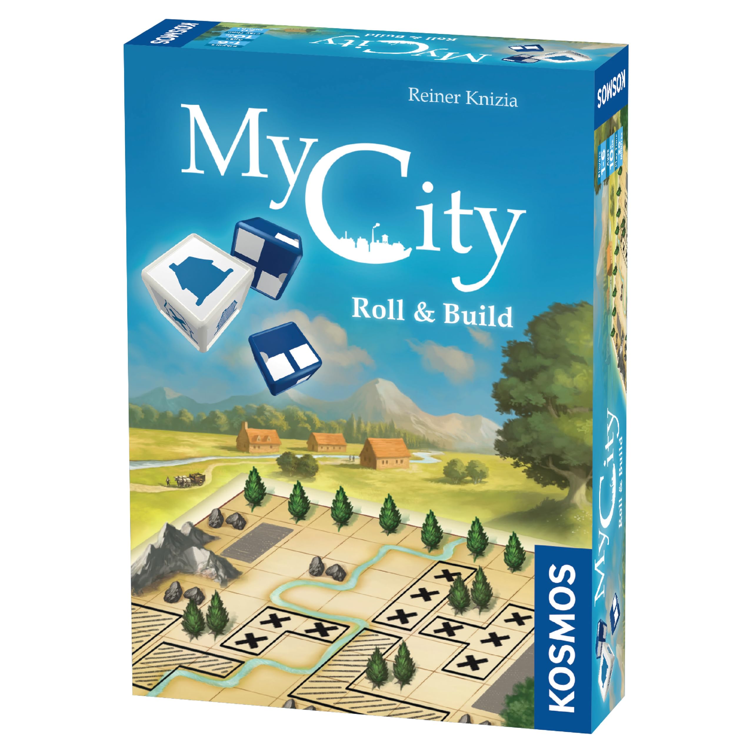 Thames and Kosmos My City Roll and Build dice illustration for fast city-building.