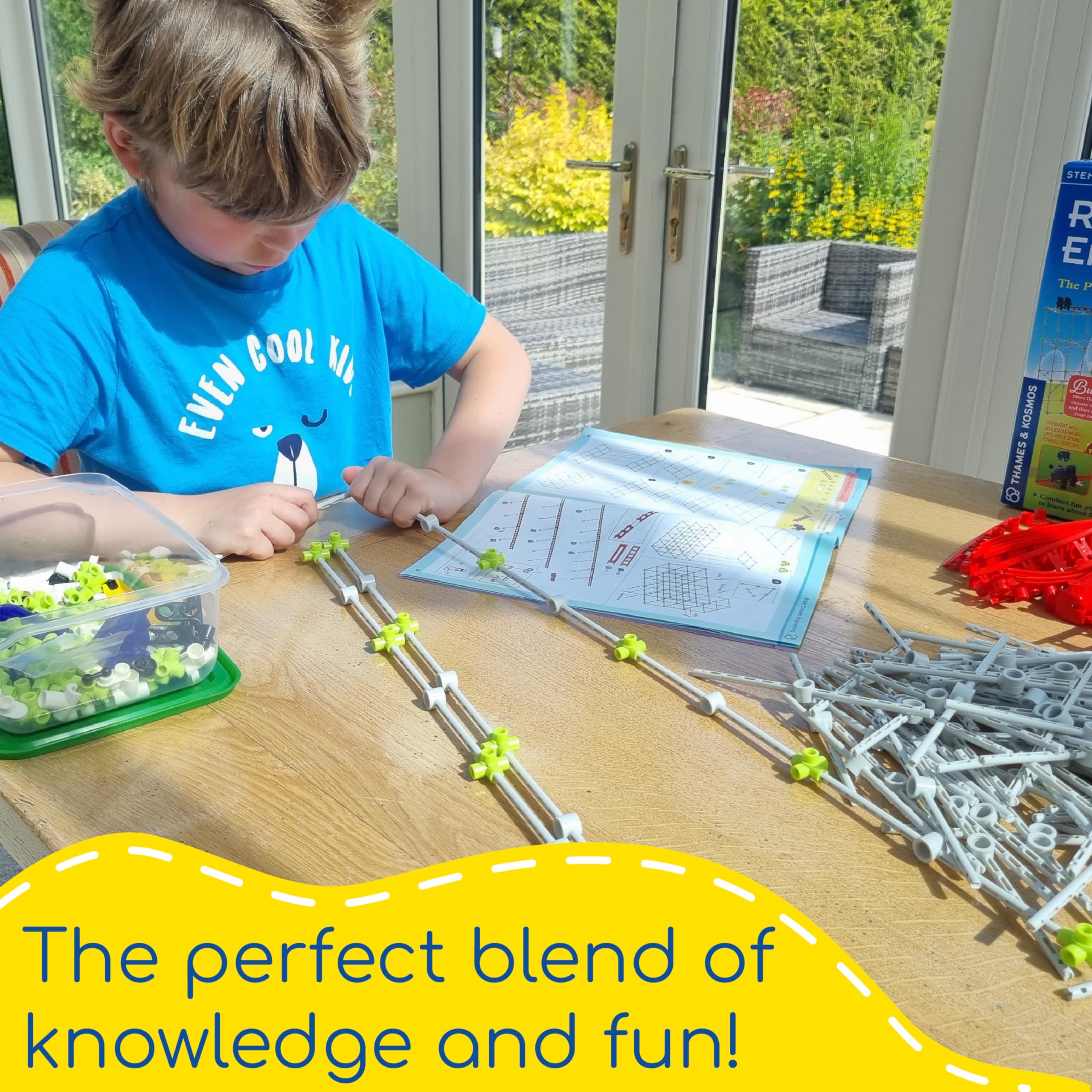 Thames & Kosmos plastic building system remains durable and reusable.