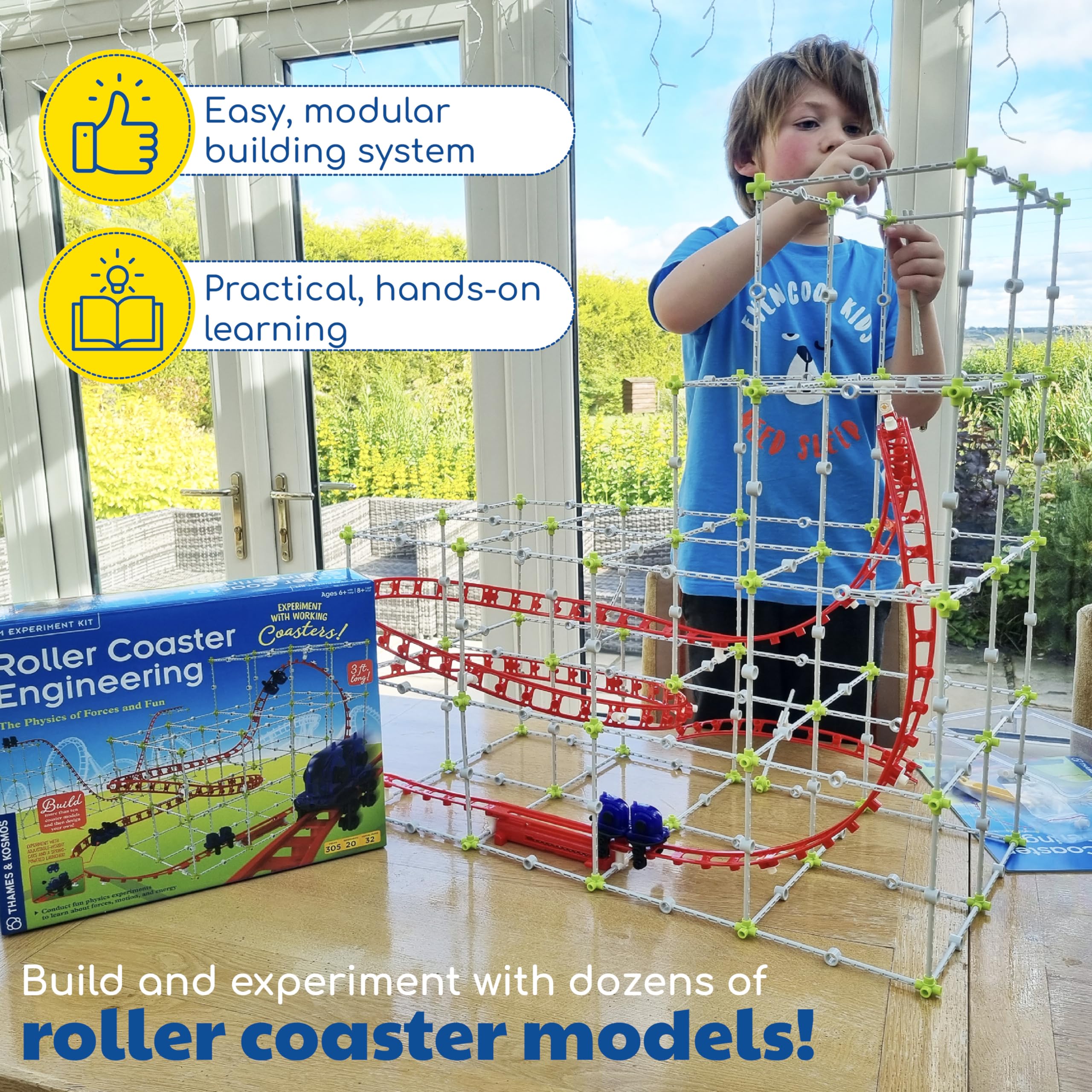 Thames & Kosmos roller coaster experimentation sessions encourage hands-on learning.