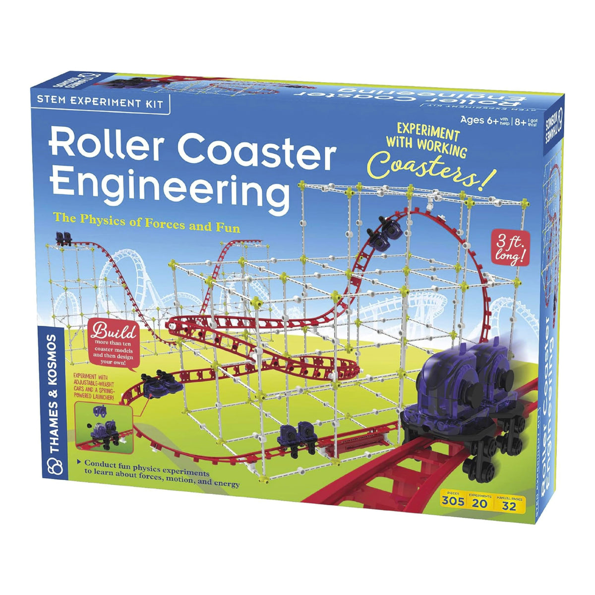 Thames & Kosmos roller coaster model design for hands-on engineering exploration.