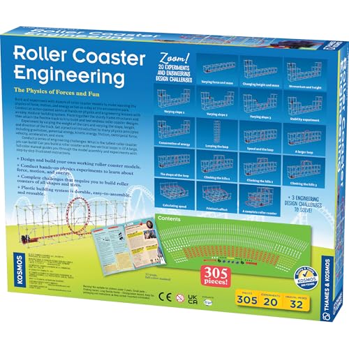 Thames & Kosmos roller coaster track attachment demonstrates modular construction.