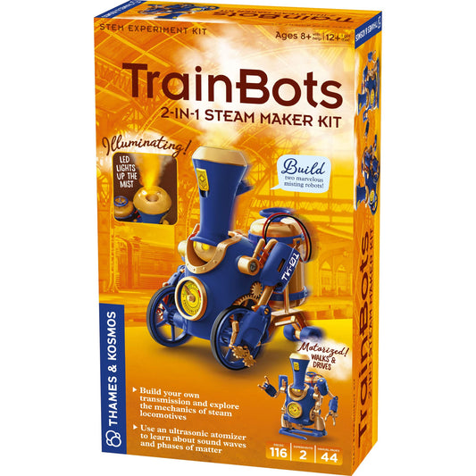 Thames & Kosmos TrainBots rolling train front view for hands-on STEM play