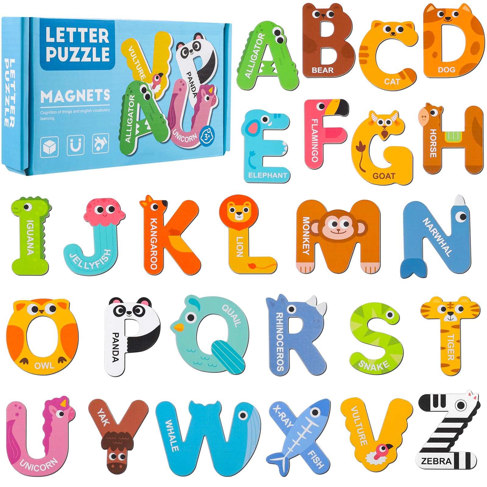 Thboxes animal alphabet magnets on fridge for early letter recognition