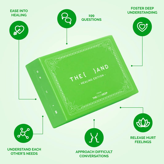 Closeup of THE AND Healing Edition conversation cards for safe, structured dialogue.
