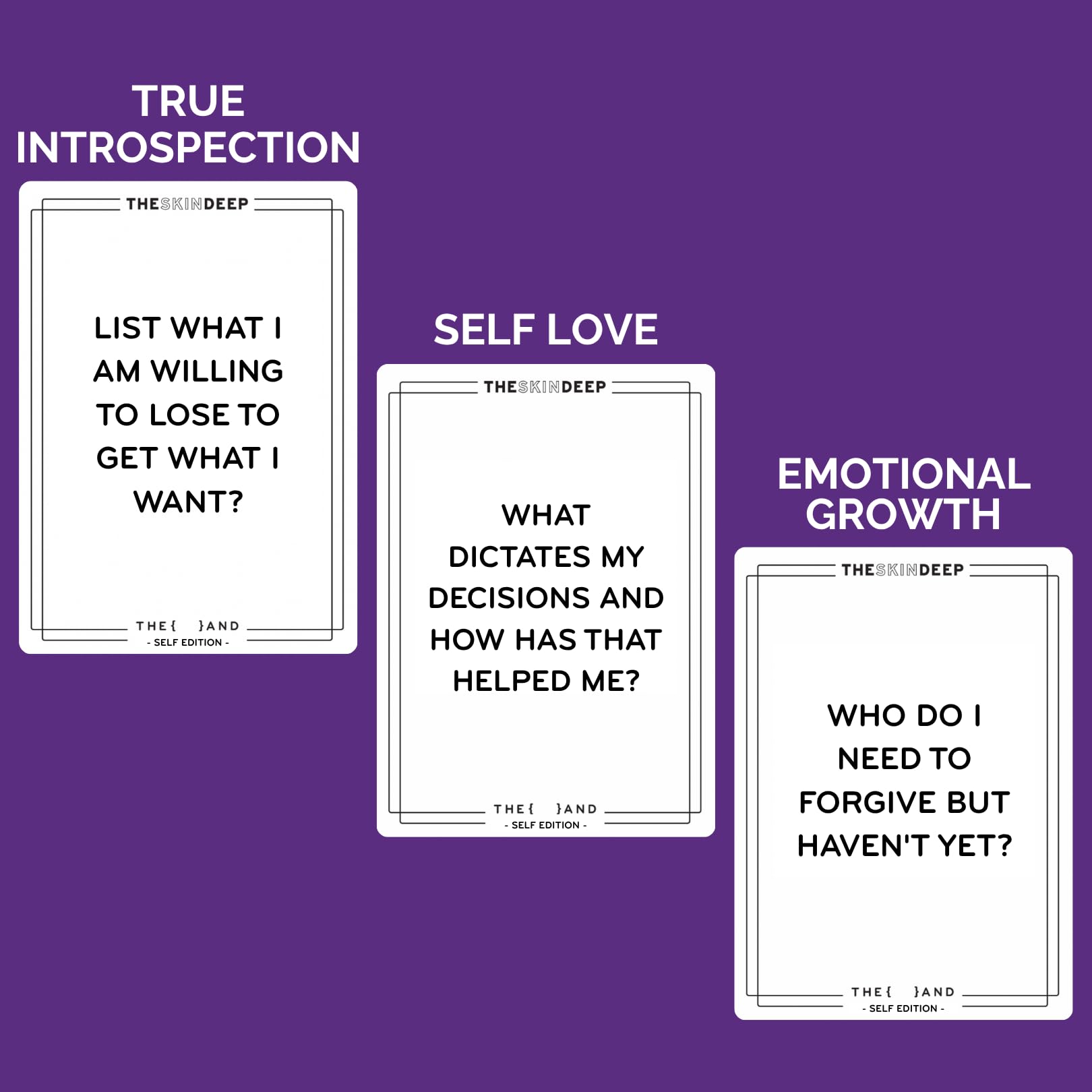 The AND Self Love Edition cards on desk ready for journaling prompts